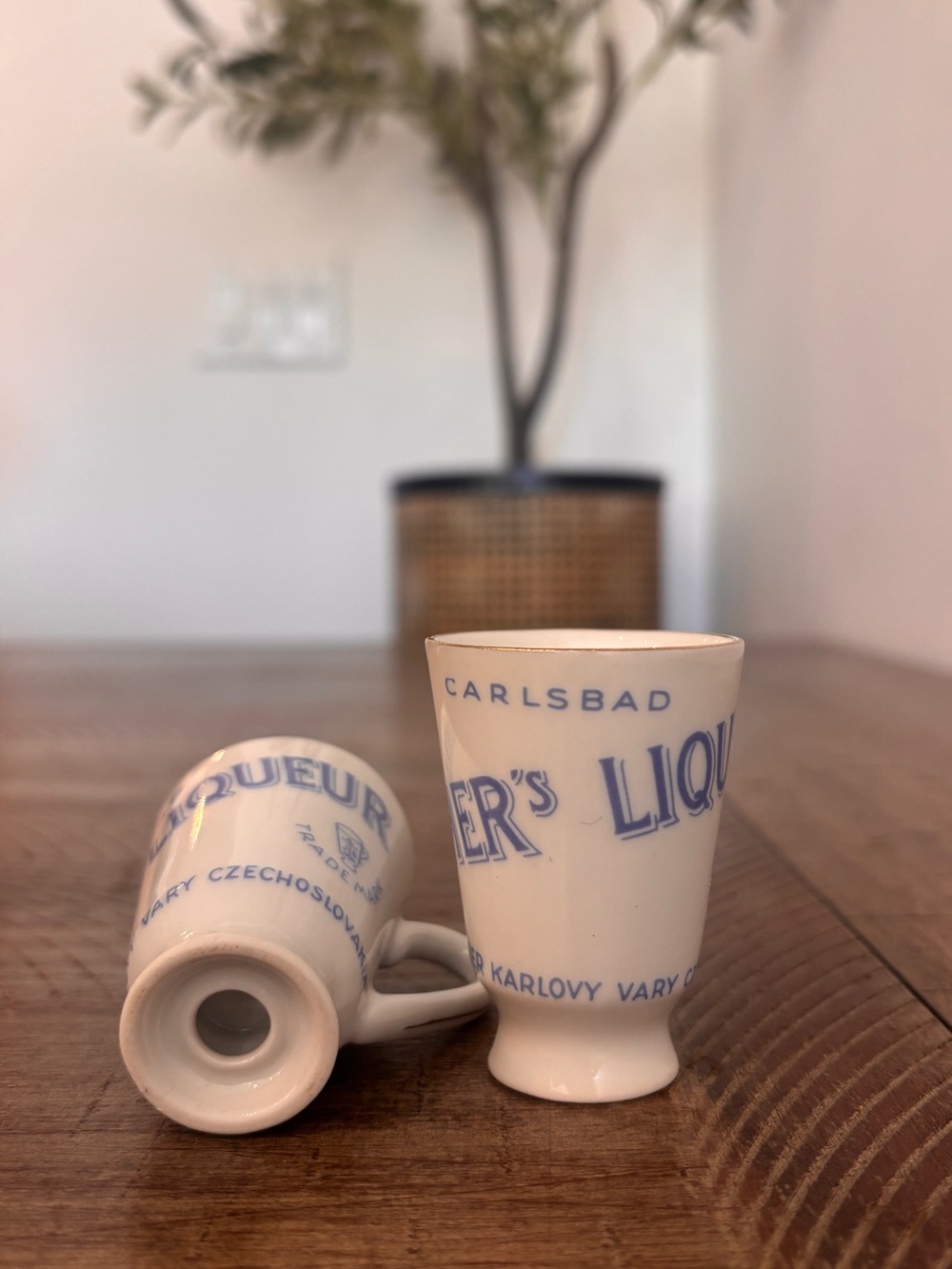 Vintage Jan Becher porcelain shot cups
